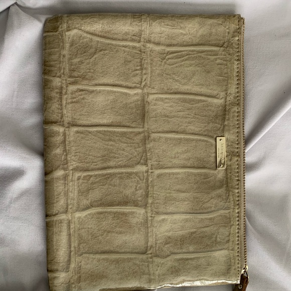 kate spade Handbags - Kate Spade Tan Snakeskin Large Pouch